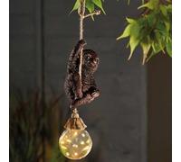 Garden Mile Monkey Statue Solar Garden Ornaments - Hanging Solar Lantern Waterproof Resin Sculpture with LED Lights Outdoor Garden Ornament for Gardening Gifts, Patio Decor (Sloth)