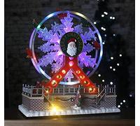 HomeZone Big Ferris Wheel Christmas scene Traditional Festive Village Scene Light Up Christmas Decoration Ornament With LED Multi Colour Xmas Lights Battery Operated