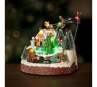 Garden Mile Musical Train Christmas Village Scene Battery Operated Light Up Christmas Decoration with Moving Parts Xmas Ornaments For Home Table Centrepiece Mantlepiece Home Decorations