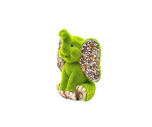 Garden Mile Novelty Elephant Garden Ornaments Outdoor Animals Statue With Grass, Free Standing Animal Figurine Garden Statue And Sculpture For Outdoor, Indoor, Patio, Lawn Decor