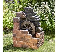 Garden Mile® Novelty Vintage Style Water Fountain - Solar Powered Resin Heywood Mill Colour Recycling Water Feature Garden Centrepiece - Outdoor Decorative Ornament for Pond, Patio and Lawn Decor