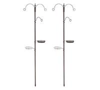 Garden Mile Pack of 2 Hanging 3 Arm Bird Feeders Hanging Station with Heavy Duty Pole and Bird Seed Mesh Tray Bird Bath Perfect For Wild Birds and Wildlife