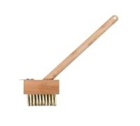 Garden Weed Removal Brush 3 Wire Wooden Handle Remover Scraper Outdoor Moss Garden Cleaning Patio Removal Tool Moss Build Up Paving Driveway Angled Brush Stiff Bristle Hand Tool Long Handle 265mm
