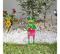 Garden Mile Pink Hand Painted Frog Metal Garden Ornaments Outdoor Animals Frog Stake Weatherproof Animal Garden Sculptures & Statues Outdoor Decoration Perfect For Flowerbeds Large Frog Figure