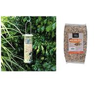 Garden Mile Plastic Hanging Bird Feeder Stainless Steel Bird Seed with 1Kg Bird Feed - Deluxe Weather Resistant Bird Feeding Station Wild Birds Bird Box Nut for Yard, Patio and Outdoor Garden Decor