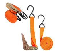 Garden Mile Ratchet Tie Down Straps 15ft (4.57m) 4 Pack - Heavy Duty Adjustable Lashing Straps with S Hooks, 200kg Capacity for Car, Van, Caravan & Roof Rack Loads