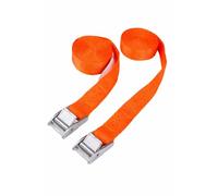 Garden Mile Heavy Duty Orange Ratchet Strap - Polypropylene Luggage Straps Aluminium Small Velcro Strap Use for Roof Bag Roof Box Camping trolley on Bike Rack Car etc (Set of 2, 2m x 25mm)