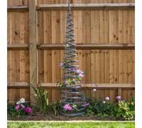 Garden Mile Rattan Garden Obelisk Cone Climbing Plant Support 135m Metal Frame Trellis Plant Support Trellis for Climbing Plants, flowers Faux Rattan Garden Outdoor Heavy Duty Spiral Obelisk in Grey