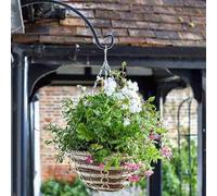 Garden Mile Rattan Hanging basket Outdoor Durable Pre Lined Flower Basket For Garden Decorations, Balcony, Patio Hanging Flower Planters - Weatherproof Garden Planter (12" Cornrope Basket, 3)
