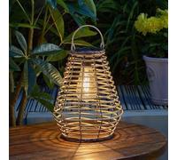 Garden Mile® LED Rattan Solar Lanterns for The Garden Outdoor Lighting Patio Tabletop Lanterns Garden Light Garden Decor Home Decor Weaved Light Hanging Outdoor Decor Free Standing 26.5cm (Maris)