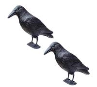 Garden Mile Realistic Crow Decoys - Lifelike Full Bodied Plastic Hunting Accessory Bird Decoy with Peg Larsen Trap Rook Shooting Deterrent for Pest Control, Outdoor Garden Protection - Set of 2, Black