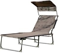 Garden Mile Reclining Sun Lounger with Side Storage Bag - Sun Shade Roof Canopy and 4 Adjustable Modes Chair, Outdoor Indoor Garden Folding Bed Chair with Adjustable Backrest for Sunbathing - Black