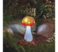 Garden Mile Red Button Mushroom Light Ornament Solar Powered Waterproof Plastic Outdoor Pathway Lighting for Patio Yard Flowerbed