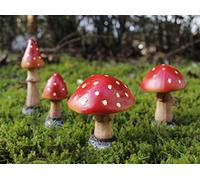 Garden Mile Red Mushroom Garden Ornaments, 4 Pack