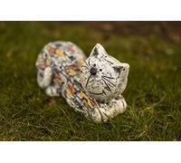 Garden Mile Cat Garden Ornament Outdoor Stone Effect Garden Ornaments Decorative Resin Outdoor Free Standing Animal Figurine Novelty Cats Statue Cat Ornaments for the Garden