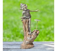 Garden Mile Elf Garden Resin Bronze Effect Finish Ornaments Outdoor Decorations Home House Patio Deck Hedge Plants Housewarming Gifts Spring Summer Garden Decorations Figurine Freestanding (MUSHROOM)