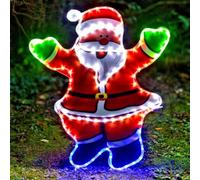 Garden Mile Santa with Sack Silhouette Rope Lights - Pre-Lit Acrylic Large Waving Multicolour LED Lights - Indoor or Outdoor Festive Lighting Christmas Decorations for Window, Garden, Home Decor