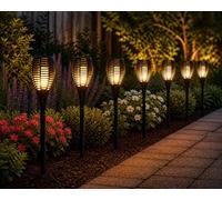 Garden Mile Set of 10 Solar LED Flaming Stake Lights Realistic Flame Effect