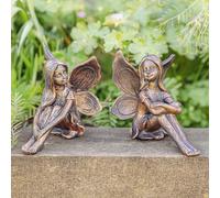 Garden Mile Set Of 2 Fairy Garden Ornaments Outdoor Heavy Duty Resin Angel Ornament Set Indoors Or Outdoors Fairy Figurines Perfect Home Decorations Patios Lawn Gardens