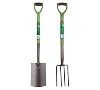 Garden Mile Set Of 2 Garden Fork And Spade Set Border Fork And Border Spade For Gardening Tools Heavy Duty Carbon Steel Long Handled Garden Tools Set Ideal For Removing Soil Weeding Planting