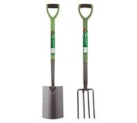 Garden Mile Set Of 2 Garden Fork And Spade Set Border Fork And Border Spade For Gardening Tools Heavy Duty Carbon Steel Long Handled Garden Tools Set Ideal For Removing Soil Weeding Planting