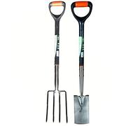 Garden Mile Set Of 2 spade and fork set For Gardening Tools Border Fork And Border Spade Heavy Duty Stainless Steel Long Handled Garden Tools Set Ideal For Removing Soil Weeding Planting