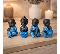 Garden Mile Mini Sitting Lucky Buddha Ornaments Set of 4 Feng Shui Meditation Garden Ornaments Buddha Ornament Waterproof And Heatproof Indoor Or Outdoor Decor Zen