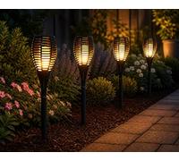 Garden Mile Set of 4 Solar LED Flaming Stake Light Garden Torch Lights with Realistic Flame Effect Waterproof Garden Lamp Stakes for Outdoor Yard Pathway Flame Effect Stake Light