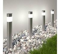 Garden Mile Set of 4 Solar Lights Outdoor Stainless Steel Garden Lights Solar Powered Waterproof Driveway Pathway Lighting Garden Solar Lights Outdoor Paths Borders Drives Lighting Patios