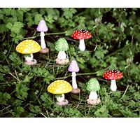 Garden Mile Set of 8 Red Mushroom Garden Ornaments Outdoor Toadstool Mini Statues - Weatherproof Resin Realistic Mushroom for Plant Pot Patio Flowerbed garden decor