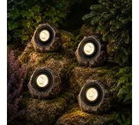 Garden Mile Super Bright Solar Powered Rock Effect Spotlights Outdoor Lights Pathway Lighting Driveway Lights Outdoor Light Solar Lights Outdoor Garden (Granite 5L Spotlight, 4)