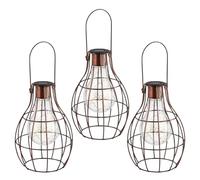 Garden Mile Set of Three Solar Lanterns for Outside Bronze Effect Solar Lights Outdoor Garden Lights Hanging LED Weatherproof Driveway Pathway Lighting Ideal for Yard Patio Light