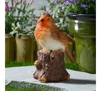 Garden Mile Singing Robin Solar Garden Ornament Realistic Singing Bird Decoration, Hand Painted Resin Outdoor Solar Powered Sound Ornament for Garden, Patio & Memorial Gift