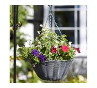 Garden Mile Slate Rattan Hanging Basket Outdoor Durable Basket For Garden Decorations, Patio Hanging Flower Planters - Weatherproof Garden Planter (Slate Hanging Basket, 1)