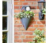Garden Mile Slate Rattan Hanging Basket Outdoor Durable Basket For Garden Decorations, Patio Hanging Flower Planters - Weatherproof Garden Planter (Slate Wall Hanger, 1)