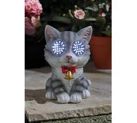 Garden Mile Solar Cat Garden Ornament with Blinking Eyes - Novelty Outdoor Solar Light Decoration, Waterproof Resin Animal Ornament for Garden, Patio, Lawn & Funny Garden Gifts