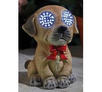Garden Mile Solar Dog Garden Ornament with Moving Light-Up Eyes - Funny Outdoor Animal Decoration, Waterproof Resin Puppy Figure for Patio, Lawn, Garden & Dog Lover Gifts