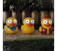 Garden Mile Solar Duck Garden Lights 3 Pack - Polyresin LED Light Up Duck Ornaments with Bright White Eyes, Rubber Ducks Outdoor Animal Statues for Patio, Lawn, Pathway & Garden Decor