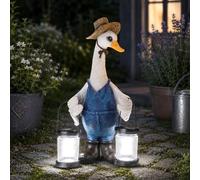 Garden Mile Solar Duck Garden Ornament with 2 Solar Lanterns -