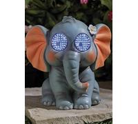 Garden Mile Solar Elephant Garden Ornament with Blinking LED Eyes - Waterproof Resin Animal Solar Light Outdoor Garden Decoration - Elephant Gifts, Garden Ornaments Outdoor - Animal Lovers Gifts