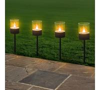 Garden Mile Solar Flame Torch Lights - 4-Pack Flickering LED Solar Lanterns for Outdoor Pathway, Patio, Driveway, Garden - Black Steel Stake, Waterproof, Easy Install, Energy-Saving Lights