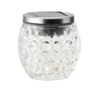 Garden Mile Solar Garden Lights Outdoor - Heavy Glass Jar Lantern Warm White LED Solar Table Light with Auto On Off Sensor, Waterproof Decorative Patio Balcony Decking Garden Ornament