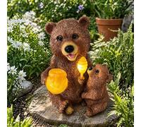 Garden Mile Solar Garden Ornament Honey Bear - Resin Figurine with LED Lights, Solar Powered Outdoor Garden Decoration, Weatherproof for Patio, Lawn & Garden