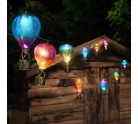 Garden Mile Solar Hot Air Balloon Hanging Lantern with Flickering Flame Effect (4.7m Hot Air Balloons with Baskets)