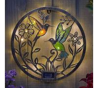 Garden Mile Solar Hummingbird Wall Light - Decorative Garden Wall Art with Warm White LED Lighting, Stained Glass Effect Outdoor Light for Patio, Fence, Balcony & Garden Decor