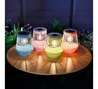 Garden Mile Solar Lanterns Outdoor - Pack of 4 Solar Powered Table Lamp or Hanging Lanterns with Auto On/Off, Warm LED Light & Weather-Resistant Outdoor Decor for Patios, Gardens & Balconies