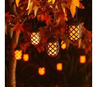 Garden Mile Solar LED Hanging Lights Lighting for Garden Flame Effect Outdoor Lighting 4.7m Light Up Decoration Lights Set of 10 Hanging Lanterns for Garden (Flame)