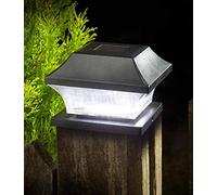 Garden Mile Solar LED Post Cap Light for Outdoor Fence Posts or Decking in Your Garden, These Square Post Cap Lamps for Posts, Deck, Patio or Fence (Post Cap Lights - Black, Set of 4)