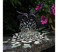 Garden mile® Solar Powered Light Up Owl With LED Lights Copper Effect Metal Garden Animal Sculpture - Stunning Versatile Garden Ornament Decoration - Energy Saving LED Outdoor Owl