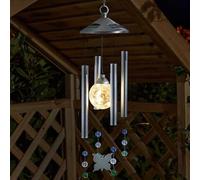 Garden Mile Solar Powered Light Up Wind Chime For Outdoors - Durable Weatherproof LED Warm White Solar Outdoor Musical Wind Chimes Décor for Garden, Patio and Outdoor Space (64cm, Butterfly)